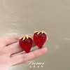 荼蘼旧梦草莓浆果|法式复古绝美精致中古琉璃红色夸张耳环