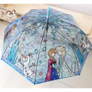 日本可爱直柄透明雨伞小学成人女生白雪公主冰雪奇缘幼儿园