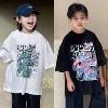 波拉韩国女男孩小中大儿童装，夏青少年高中生街舞，亲子短袖t恤上衣
