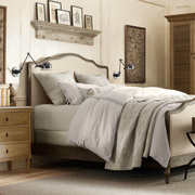 美式实木床1.8米双人床主卧布艺床法式复古橡木日式简约雕花床1.5