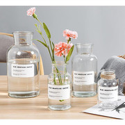 北欧欧式台面小花广口玻璃花瓶透明插花家居摆件客厅装饰水培