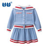 27kids女童学院风短裙，套装2024秋冬韩版中小童洋气毛衣两件套