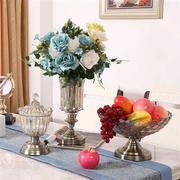 欧式家居装饰品客厅餐桌样板间摆设玻璃果盘糖罐花瓶摆件四件套装