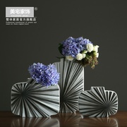 黑白陶瓷干花花器时尚家居，现代花瓶摆件样板房间餐桌客厅装饰品