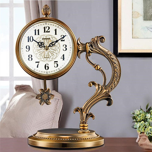 欧式钟表摆件坐钟卧室轻奢复古座钟客厅家用台式时钟摆钟桌面台钟