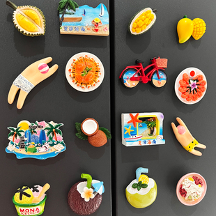 海南海口三亚旅游纪念冰箱，贴磁贴个性创意，仿真水果磁性装饰贴