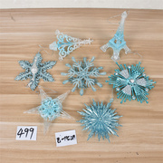 圣诞节装饰用品创意蓝色，吊件挂饰高跟鞋房子雪花，麋鹿商场橱窗布置