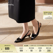 73hours女鞋巴塞罗那，2024春夏法式气质，尖头高跟包头时装凉鞋
