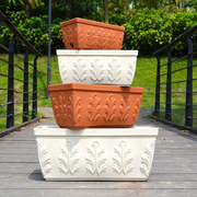 爱丽思种菜盆阳台树脂花盆，长方形种植箱，特大号花盆浮雕图案花盆