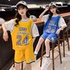女童篮球服中大童夏季假两件短袖套装儿童24号科比球衣订制训练服