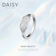 特卖英国DAISY BEAUTY不规则几何宽面戒指女小众设计感银戒指