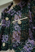 兰奕屋语原创设计绿紫金丝花呢，流苏小香风，外套上衣羊毛七分袖