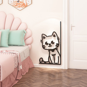 儿童房间布置墙面装饰创意卡通猫咪3d立体男女孩卧室衣柜门贴纸画