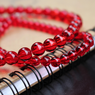 红色玻璃珠子圆珠散珠diy饰品头饰发簪手链耳环，项链手工串珠配饰