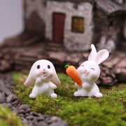微景观造景装饰迷你动物盆景多肉植物创意苔藓生态鱼缸卡通小兔子