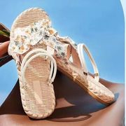 zlpshop2023年夏季女士百搭平底两穿凉鞋沙滩碎花时尚凉拖女
