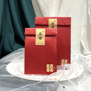 创意中式糖盒红色牛皮纸喜糖袋结婚伴手礼回装袋可装烟免折叠