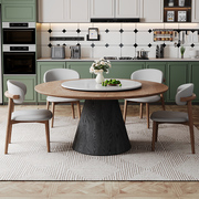 白蜡实木大圆餐桌椅，组合带转盘现代简约小户型，北欧复古风家用饭桌