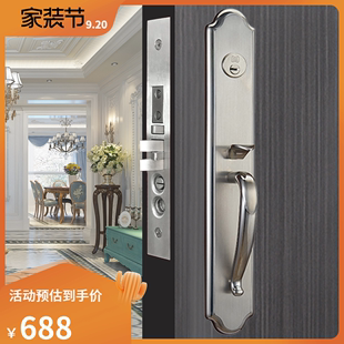 不锈钢304静音c级全铜，锁芯家用通用型，豪华别墅美式防盗机械大门锁