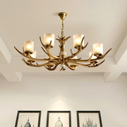 美式鹿角全铜吊灯卧室客厅餐厅，创意个性艺术乡村，树杈大厅别墅灯具