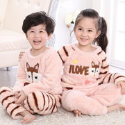 珊瑚绒儿童套装宝宝睡衣1加厚3岁小童秋季女男童长袖法兰绒冬天