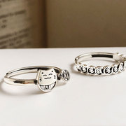 英国设计师TopWhits925纯银钱多多招财猫戒指女小众设计时尚