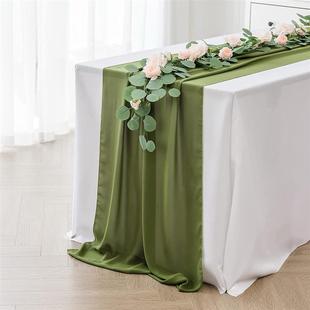 甜品台布置桌布ins纯色雪纺生日，婚礼庆背景桌巾帷幔装饰西餐桌旗