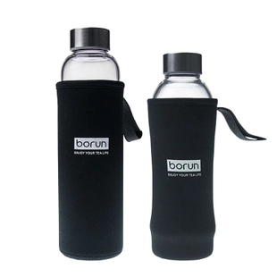 borun耐热玻璃杯子水杯带盖过滤水瓶，创意便携防漏泡茶杯矿泉水瓶
