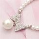 韩国进口 闪钻蝴蝶结下贝宝珠银色项链