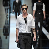 杜嘉班纳 dolce gabbana 2011 正品代购 DG男装纯白黑色镶边衬衫
