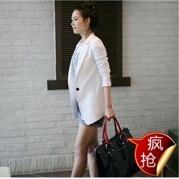 2012夏新款棉麻一粒扣修身<span class=H>小</span><span class=H>西装</span>韩版亚麻料休闲西服<span class=H>女士</span>外套293
