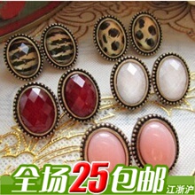 G0419【欧美外贸饰品批发】性感小复古 超值椭圆豹纹小耳钉
