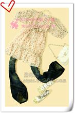 原价159!粉色A.G.S.D碎花灯笼中袖绑蝴蝶结雪纺配棉T背心两件套P