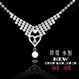 【吉吉屋饰品】实拍新娘饰品水钻链爱心吊珍珠项链GN0012