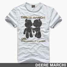 【5折】 DEERE MARCHI 暴力小熊弹性修身男士短袖T恤 MD603白