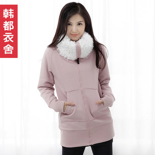  韩都衣舍正品牌折扣女装春装新款韩版街头中长款高领卫衣外套