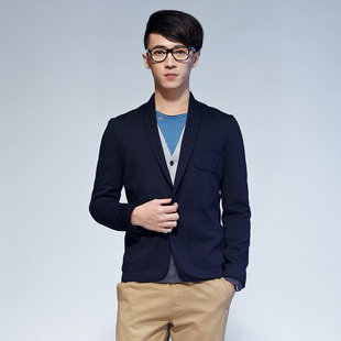  唐狮春新款单排一粒扣窄领小西装 韩版时尚休闲西服男外套