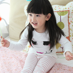  韩国童装女童春装 儿童内衣套装纯棉宝宝内衣内裤家居服睡衣 萌