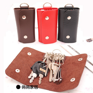  金冠沪38包邮 时尚皮质钥匙包 男士女士钥匙扣 可爱仿皮钥匙套