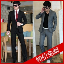 包邮韩版男士正装西服 商务套装 西装套装 工作服职业装 灰色黑色