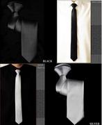 韩版窄领带男女领带黑色，细领带潮易拉得拉链领带一拉得5cm