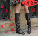 包邮2011低跟雪地靴长靴新款<span class=H>达芙妮</span>靴子女靴冬款清仓特价可加毛