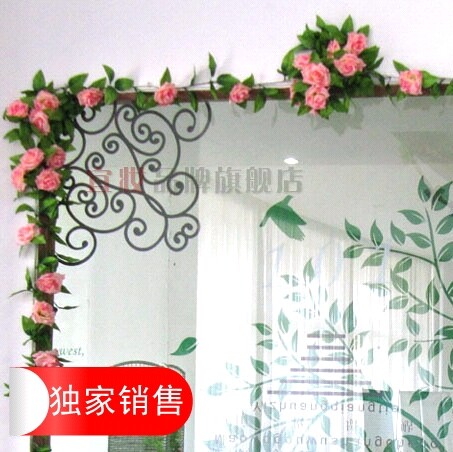 大玫瑰花藤蔓 玫瑰藤蔓仿真花绢花 门窗装饰 玫粉色 150g