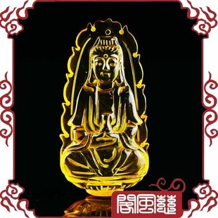  五皇冠慈风阁风水 开光天然波罗的海金珀琥珀观音护佑项坠12HP-34