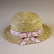 春夏外贸手工，编织天然麦秆儿童草帽儿童，遮阳帽儿童帽子