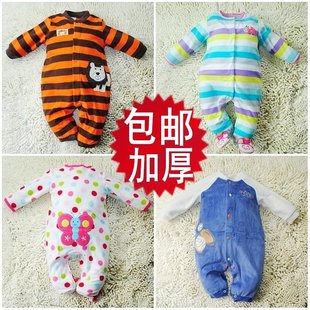  天鹅绒 婴儿 服装 秋冬季宝宝套装衣服连体衣哈衣新生儿包脚加厚
