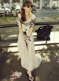 2012夏装新款呛口小辣椒法国巴黎行长裙SOV木耳边荷叶边女连衣裙