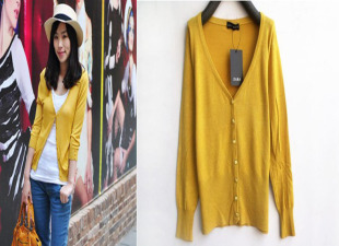 Qiu dong,  price of Europe and America zara silk cotton trade pure color sweater brief paragraph  waist show thin female cardigan
