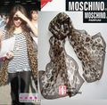 09限量 MOSCHINO性感豹纹真丝 丝巾 围巾 披肩 100桑蚕丝