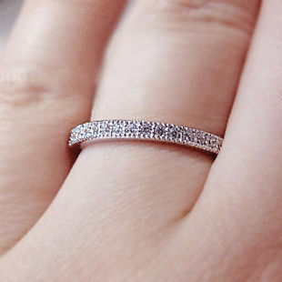  JZ106  单排 极细 微镶嵌仿钻石镀铂金戒指 锆石瑞士钻戒